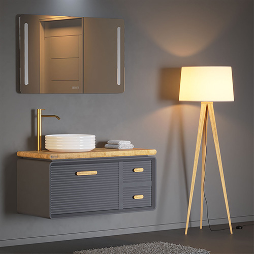 Wood and PVC vanity cabinet model L-010